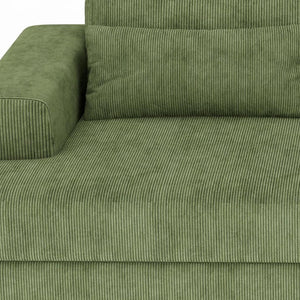 HomeRoots 93" Blue Chenille Modular Sleeper Sofa with Stainless Steel Frame & Stylish Toss Pillows for Comfort 706813