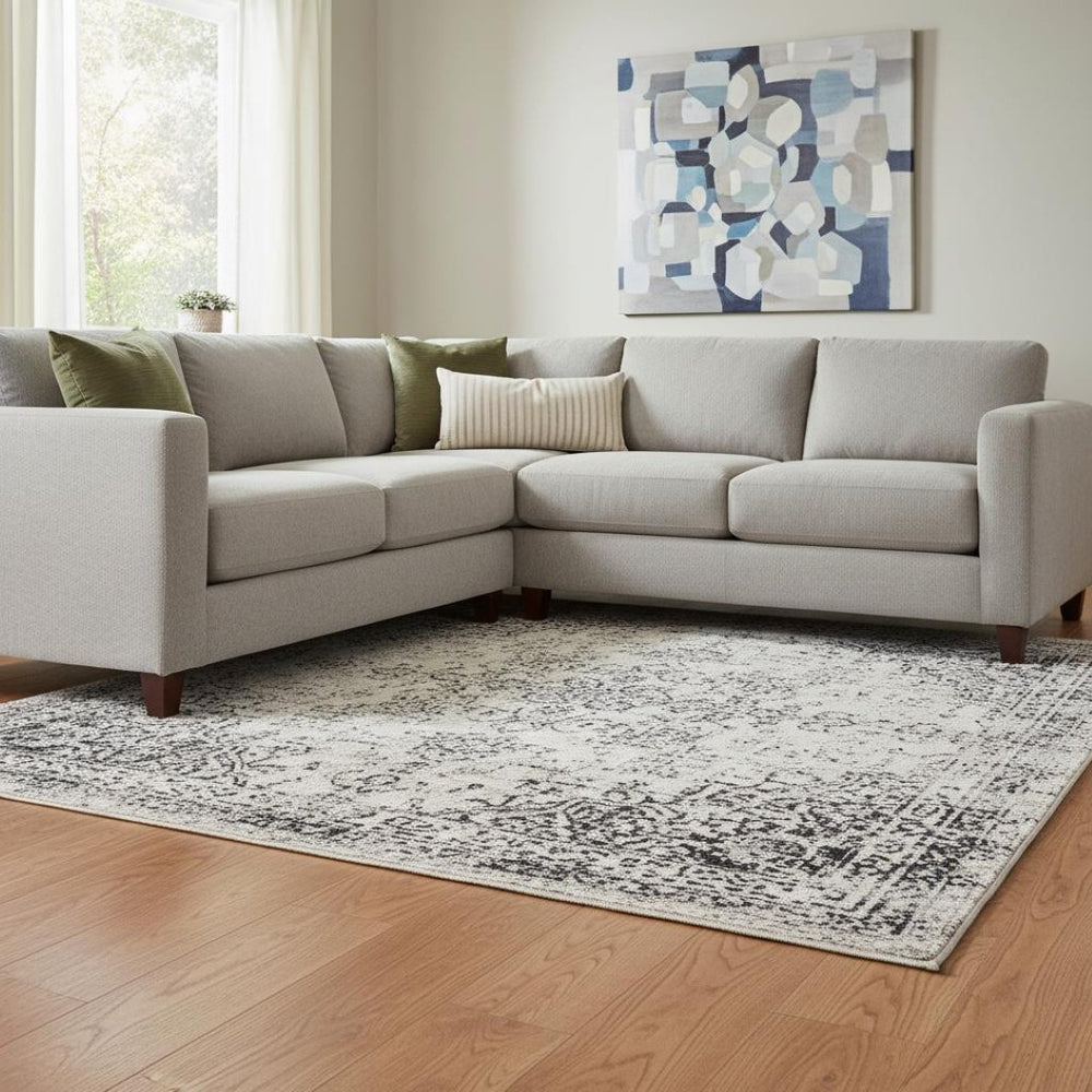 HomeRoots 9' X 12' Striped Artichoke Green & Gray Area Rug - Washable, UV Protected, Durable & Stylish Design 706818