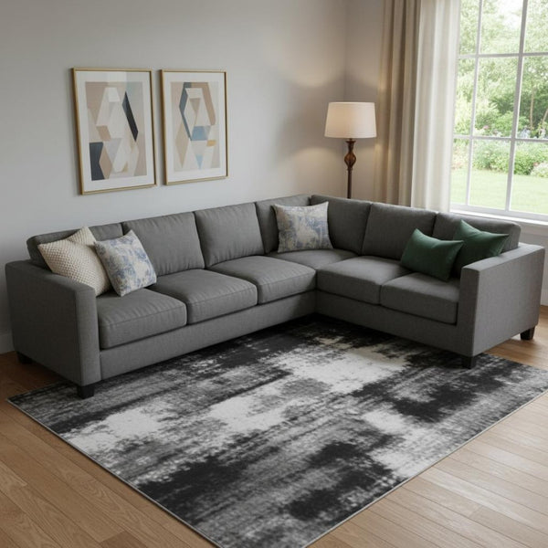 HomeRoots 10' Artichoke Green & Gray Striped Washable Area Rug with UV Protection - Stylish, Durable, Easy Care! 706819