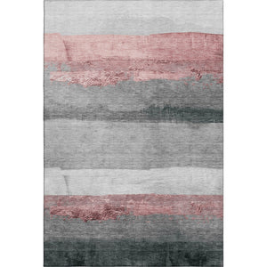 HomeRoots 5' X 8' Blush and Gray Striped Area Rug - UV Protected, Stain Resistant, Machine Washable Design! 706821