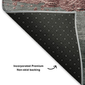 HomeRoots 5' X 8' Blush and Gray Striped Area Rug - UV Protected, Stain Resistant, Machine Washable Design! 706821