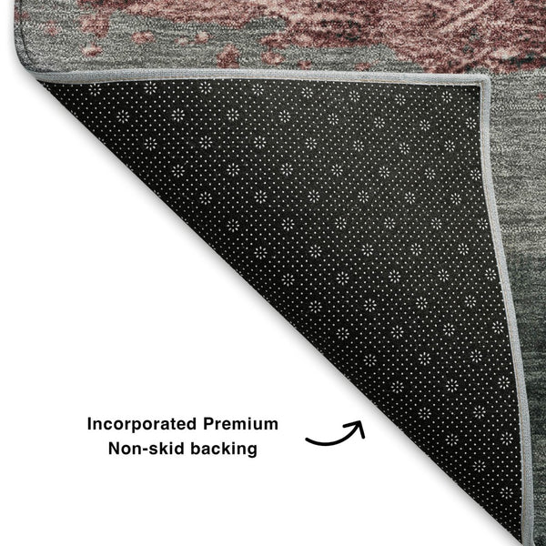 HomeRoots 10' X 14' Blush & Gray Striped Washable Area Rug – UV Protected, Stain-Resistant, Stylish & Durable 706825