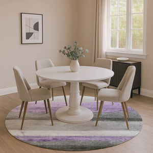 HomeRoots 8' X 10' Stylish Lavender & Gray Striped Washable Area Rug with UV Protection for Home Durability 706835