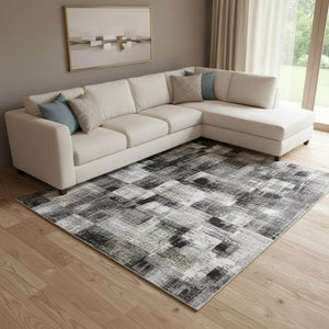 HomeRoots 9' X 12' Lavender & Gray Striped Washable Area Rug - UV Protected, Stain Resistant & Non-Slip Backing 706836