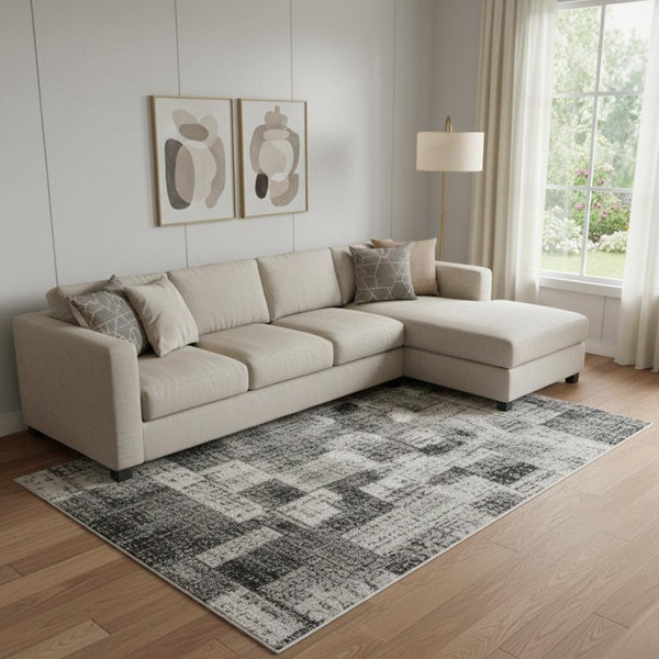HomeRoots 10' X 14' Striped Lavender & Gray Area Rug - UV Protected, Washable, Durable for Family Living Spaces 706837
