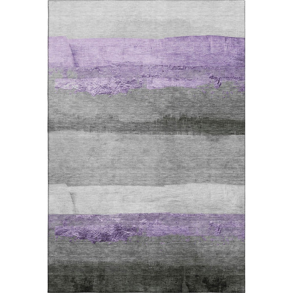 HomeRoots 10' X 14' Striped Lavender & Gray Area Rug - UV Protected, Washable, Durable for Family Living Spaces 706837