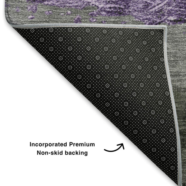 HomeRoots 10' X 14' Striped Lavender & Gray Area Rug - UV Protected, Washable, Durable for Family Living Spaces 706837