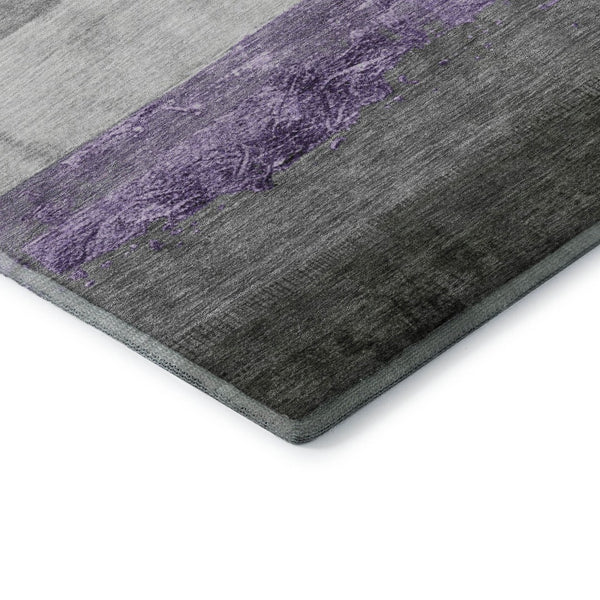 HomeRoots 10' X 14' Striped Lavender & Gray Area Rug - UV Protected, Washable, Durable for Family Living Spaces 706837