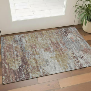 HomeRoots 5' Sky Blue & Gray Striped Area Rug - Washable, UV Protected, Stain Resistant for High-Traffic Areas 706839