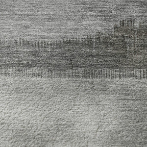 HomeRoots 9' X 12' Sky Blue and Gray Striped Washable Area Rug - Durable, UV-Protected and Stylish for Any Room 706842