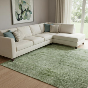HomeRoots 9' X 12' Artichoke Green Abstract Washable Area Rug - Durable, Stain Resistant & UV Protected Design 706848