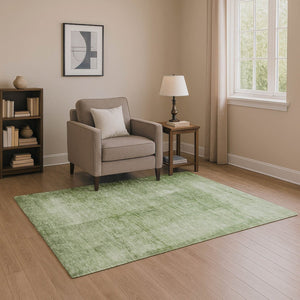 HomeRoots 9' X 12' Artichoke Green Abstract Washable Area Rug - Durable, Stain Resistant & UV Protected Design 706848