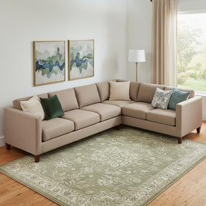 HomeRoots 10' X 14' Artichoke Green Abstract Area Rug - Washable, UV-Protected, Stylish & Durable for Homes 706849