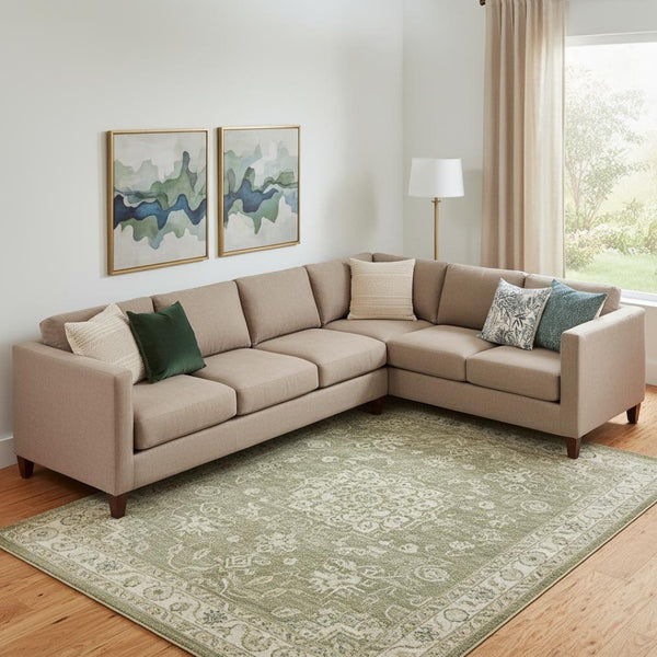 HomeRoots 10' X 14' Artichoke Green Abstract Area Rug - Washable, UV-Protected, Stylish & Durable for Homes 706849