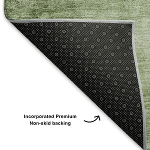 HomeRoots 10' X 14' Artichoke Green Abstract Area Rug - Washable, UV-Protected, Stylish & Durable for Homes 706849