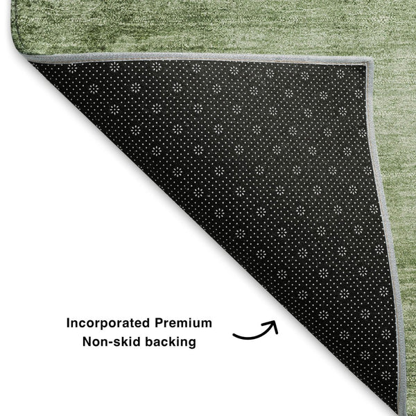 HomeRoots 10' X 14' Artichoke Green Abstract Area Rug - Washable, UV-Protected, Stylish & Durable for Homes 706849