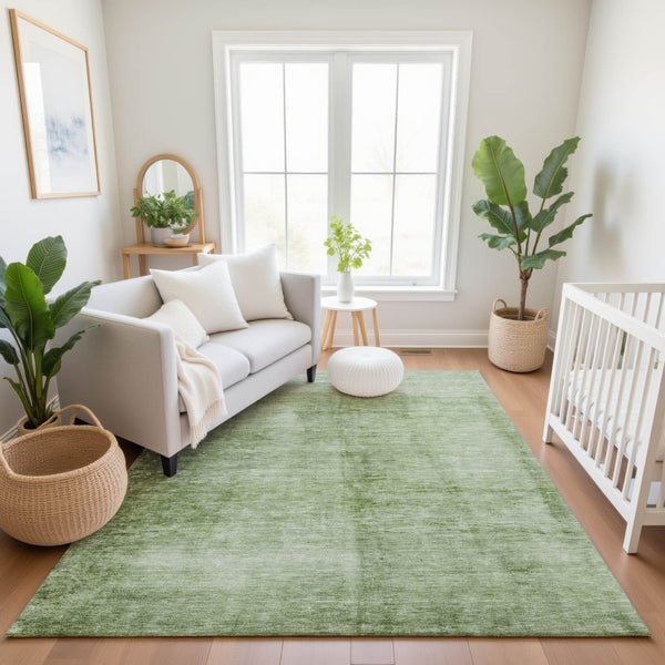 HomeRoots 10' X 14' Artichoke Green Abstract Area Rug - Washable, UV-Protected, Stylish & Durable for Homes 706849