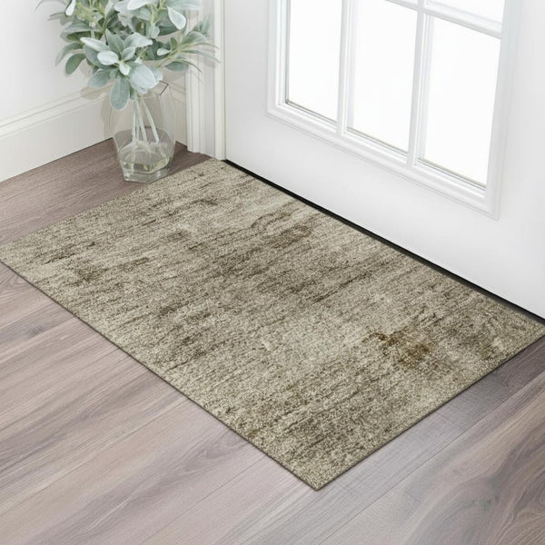 HomeRoots 5' X 8' Beige and Brown Abstract Area Rug - Washable, UV-Protected, Durable, Perfect for Homes 706851