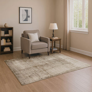 HomeRoots 5' X 8' Beige and Brown Abstract Area Rug - Washable, UV-Protected, Durable, Perfect for Homes 706851