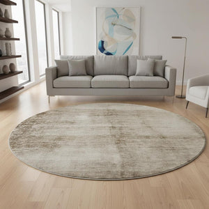 HomeRoots 8' X 10' Beige And Brown Abstract Area Rug – Durable, Washable, UV Protected, Non-Slip for Busy Homes! 706853