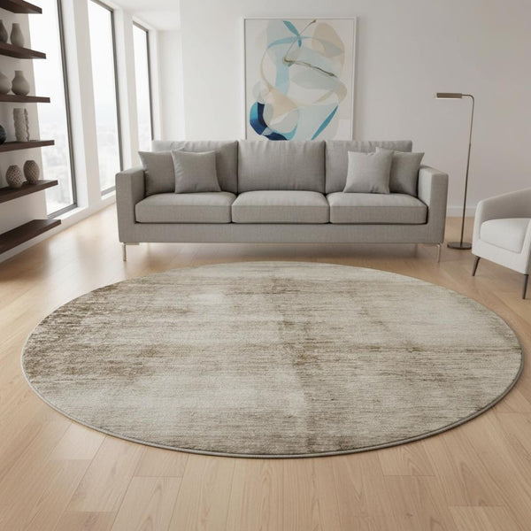 HomeRoots 8' X 10' Beige And Brown Abstract Area Rug – Durable, Washable, UV Protected, Non-Slip for Busy Homes! 706853