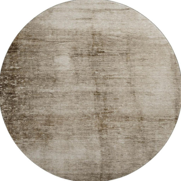 HomeRoots 8' X 10' Beige And Brown Abstract Area Rug – Durable, Washable, UV Protected, Non-Slip for Busy Homes! 706853