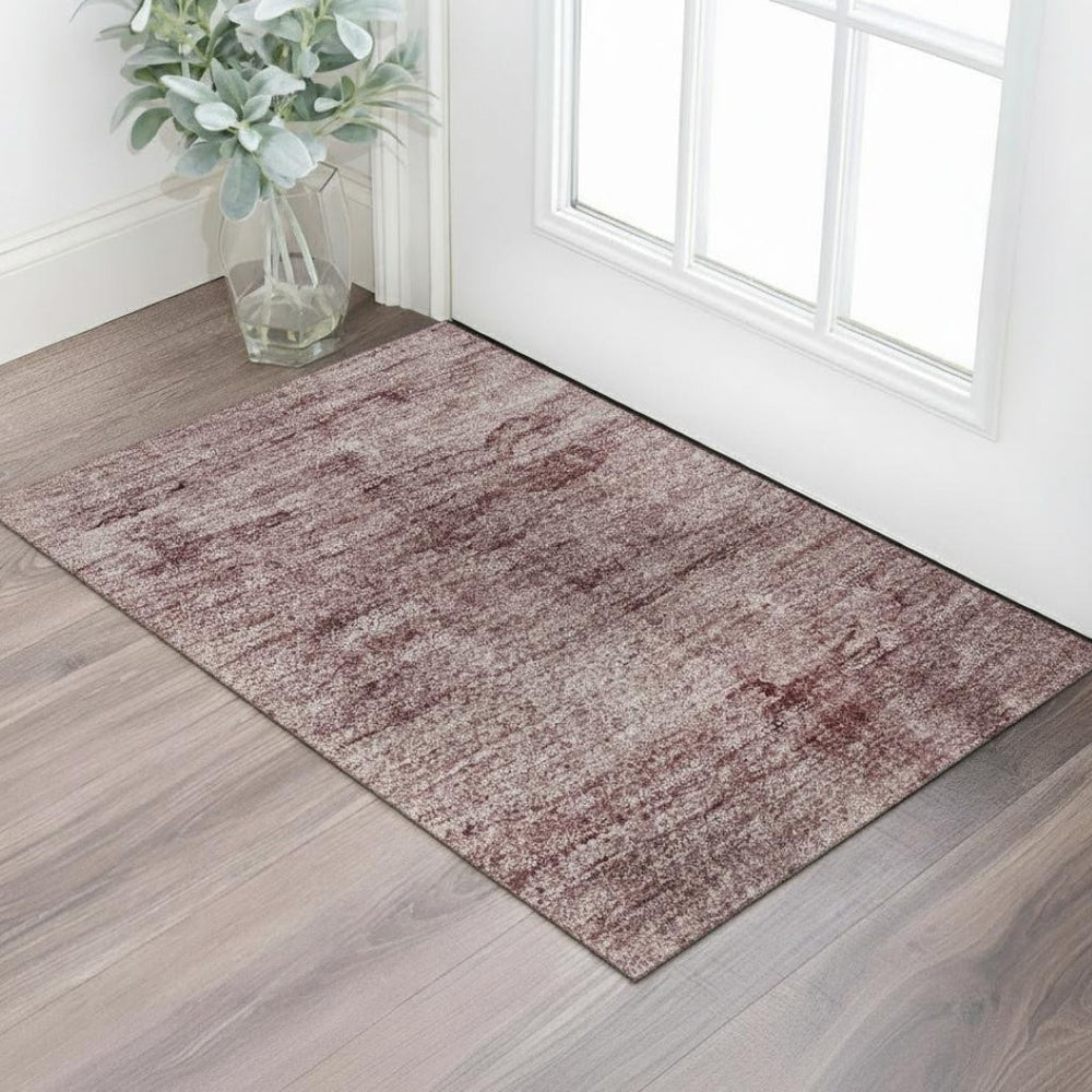 HomeRoots 5' X 8' Blush & Pink Abstract Washable Area Rug – Durable, UV-Protected, Stain-Resistant Design! 706857