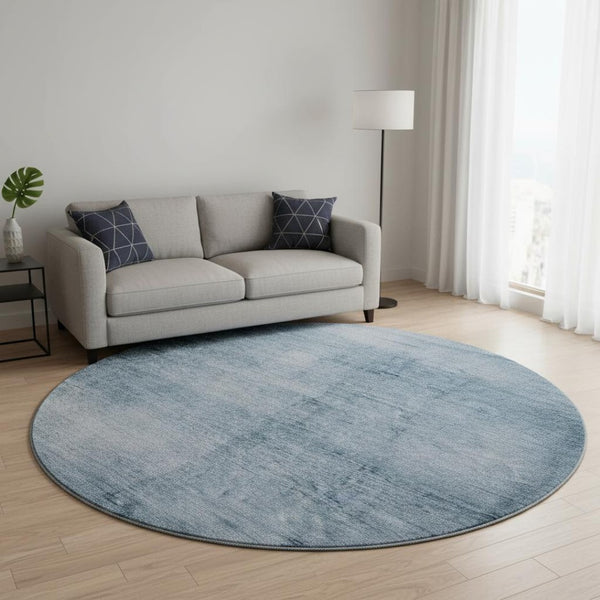 HomeRoots 8' X 10' Washable Denim Blue & Sky Blue Abstract Area Rug with UV Protection for Busy Homes 706865