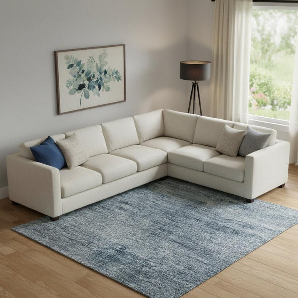 HomeRoots 10' Denim Blue & Sky Blue Abstract Washable Area Rug – UV Protection, Stain Resistant, Non-Slip! 706867
