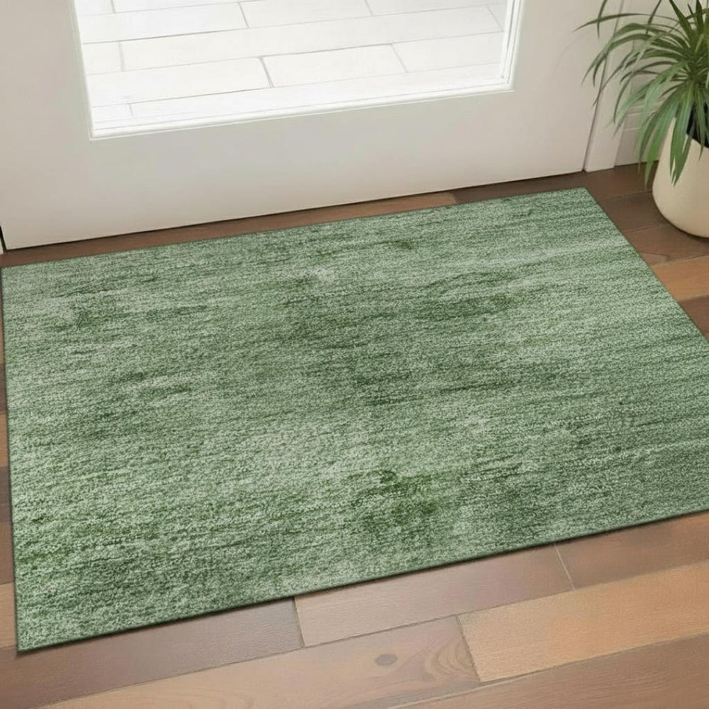 HomeRoots 5' X 8' Green and Beige Abstract Area Rug - Durable, Stain-Resistant with UV Protection for Modern Homes 706869