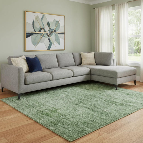 HomeRoots 9' X 12' Stylish Green & Beige Abstract Washable Area Rug with UV Protection for High-Traffic Spaces 706872