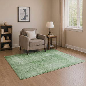 HomeRoots 9' X 12' Stylish Green & Beige Abstract Washable Area Rug with UV Protection for High-Traffic Spaces 706872