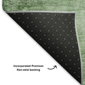 HomeRoots 9' X 12' Stylish Green & Beige Abstract Washable Area Rug with UV Protection for High-Traffic Spaces 706872