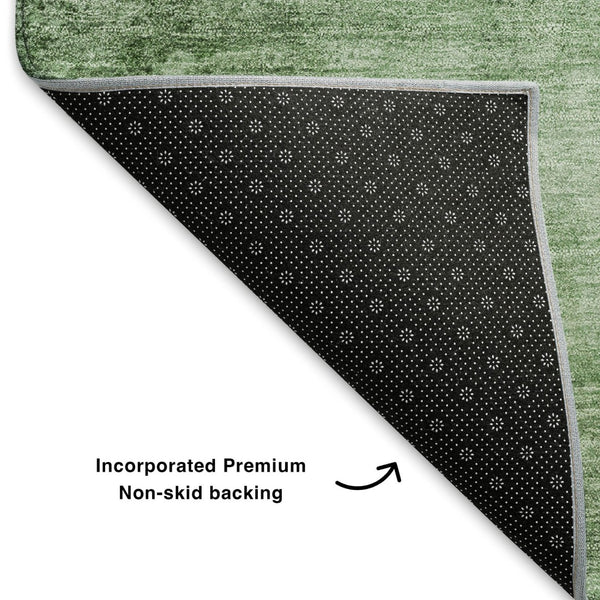 HomeRoots 9' X 12' Stylish Green & Beige Abstract Washable Area Rug with UV Protection for High-Traffic Spaces 706872