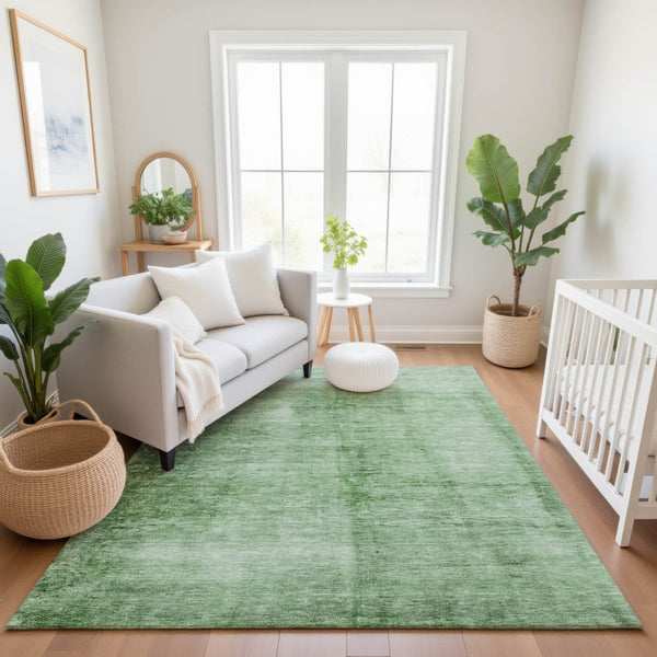 HomeRoots 9' X 12' Stylish Green & Beige Abstract Washable Area Rug with UV Protection for High-Traffic Spaces 706872