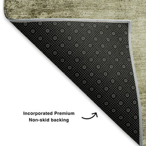 HomeRoots 10' X 14' Khaki and Beige Abstract Area Rug - Washable, UV Protected, Stain Resistant & Durable Design 706879