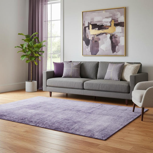 HomeRoots 8' Purple & Lavender Abstract Round Rug - Washable, UV-Protected, Stain-Resistant, Non-Slip Design! 706882