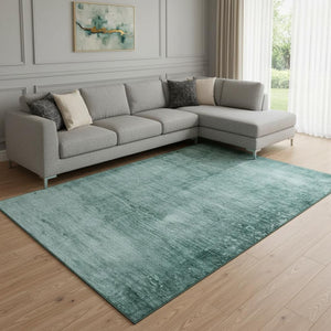 HomeRoots 9' X 12' Teal and Aqua Abstract Washable Area Rug - UV Protected, Soft, Durable for High-Traffic Spaces 706890