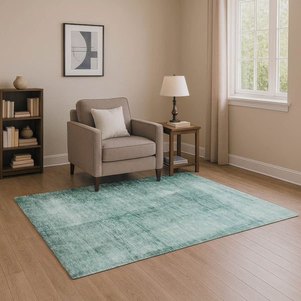 HomeRoots 9' X 12' Teal and Aqua Abstract Washable Area Rug - UV Protected, Soft, Durable for High-Traffic Spaces 706890