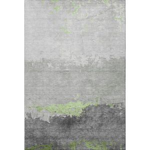 HomeRoots 5' Artichoke Green & Gray Abstract Washable Area Rug - Durable, Stain Resistant, UV Protected Design 706893