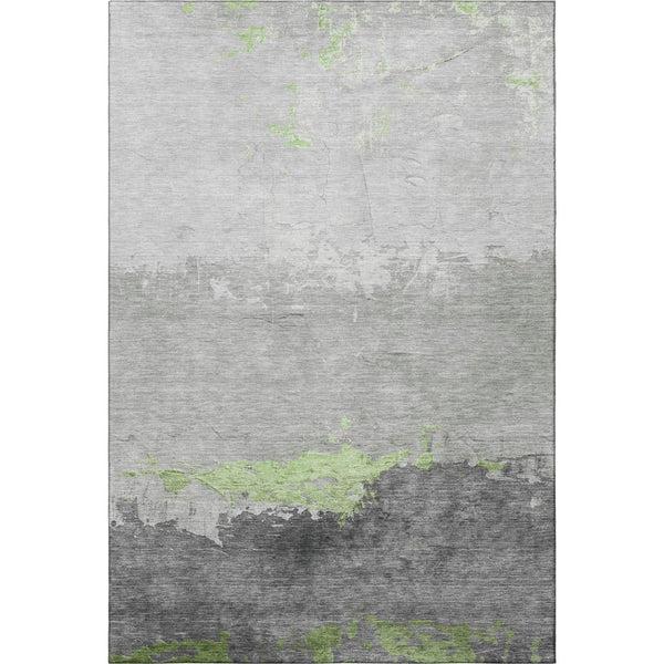 HomeRoots 5' Artichoke Green & Gray Abstract Washable Area Rug - Durable, Stain Resistant, UV Protected Design 706893