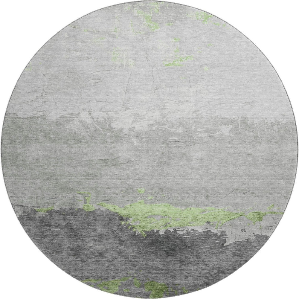 HomeRoots 8' X 10' Artichoke Green & Gray Abstract Washable Area Rug - Stylish, Durable, UV Protected Design! 706895