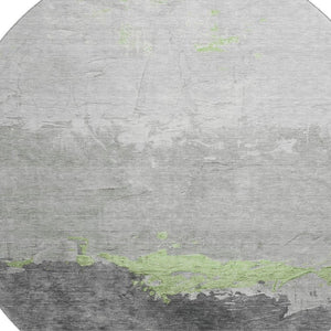 HomeRoots 8' X 10' Artichoke Green & Gray Abstract Washable Area Rug - Stylish, Durable, UV Protected Design! 706895