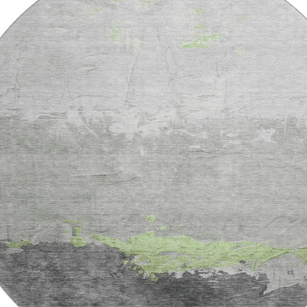 HomeRoots 8' X 10' Artichoke Green & Gray Abstract Washable Area Rug - Stylish, Durable, UV Protected Design! 706895