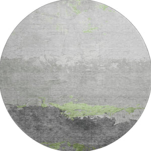 HomeRoots 8' X 10' Artichoke Green & Gray Abstract Washable Area Rug - Stylish, Durable, UV Protected Design! 706895