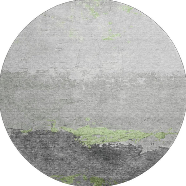 HomeRoots 8' X 10' Artichoke Green & Gray Abstract Washable Area Rug - Stylish, Durable, UV Protected Design! 706895