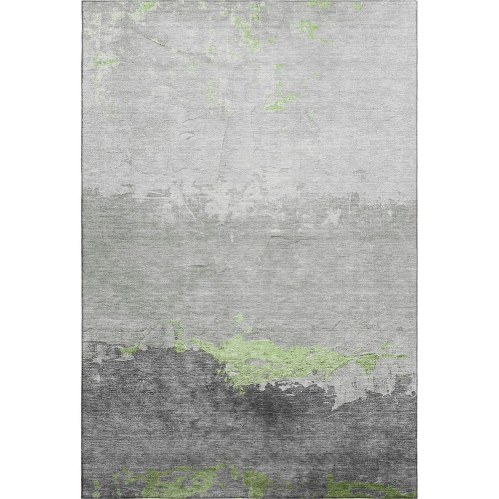 HomeRoots 10' Artichoke Green and Gray Abstract Area Rug - Washable, UV-Protected, Durable for High-Traffic Rooms 706897