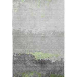 HomeRoots 10' Artichoke Green and Gray Abstract Area Rug - Washable, UV-Protected, Durable for High-Traffic Rooms 706897