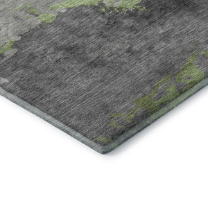 HomeRoots 10' Artichoke Green and Gray Abstract Area Rug - Washable, UV-Protected, Durable for High-Traffic Rooms 706897