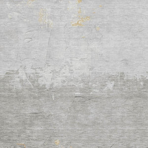 HomeRoots 8' Gold and Gray Abstract Round Rug - Washable, UV Protected, Stain Resistant for Modern Homes 706900